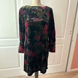 Ann Taylor Velvet Dress Floral Pattern Size 4